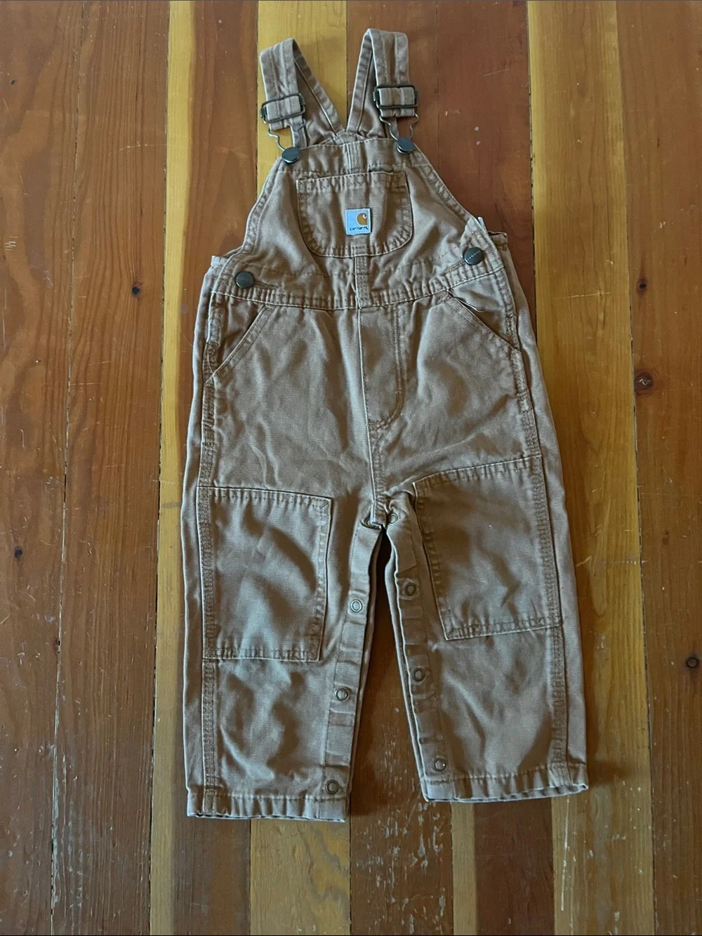 Carhartt Kids Tan Canvas Overalls with Front Pocket